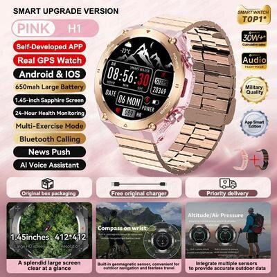 Uplift Treasures Xiaomi GPS Sports Smart Watch With Bluetooth Call gold Steel B 2a gps Sports Watch