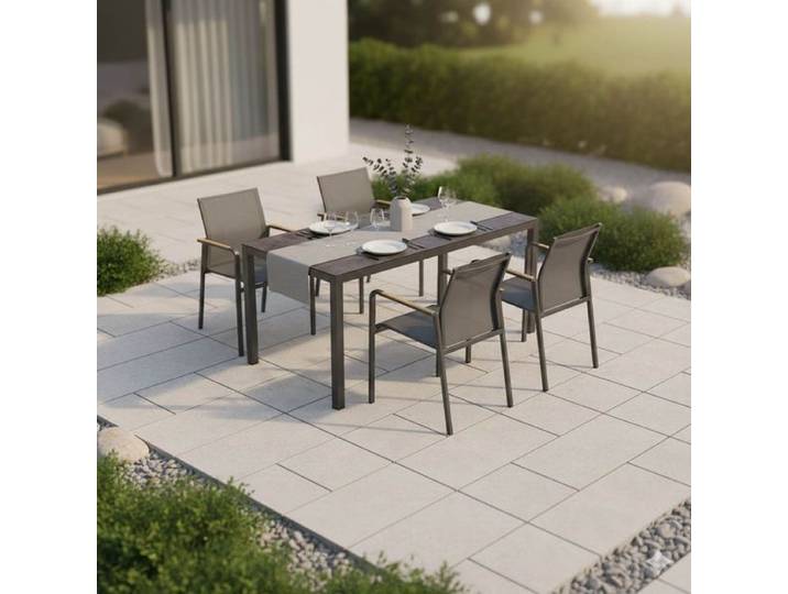 Zebra Bee Gartenmöbel-Set M (4 Plätze) mit OUTLIV. Tisch 160x90cm Dunkelgrau