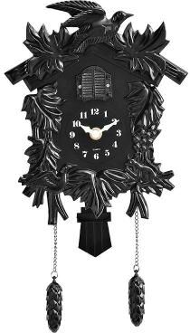 Snug & Styled Vintage Cuckoo Wall Clock With Silent Movement & Bird Song Chime For Rustic Home Decor black