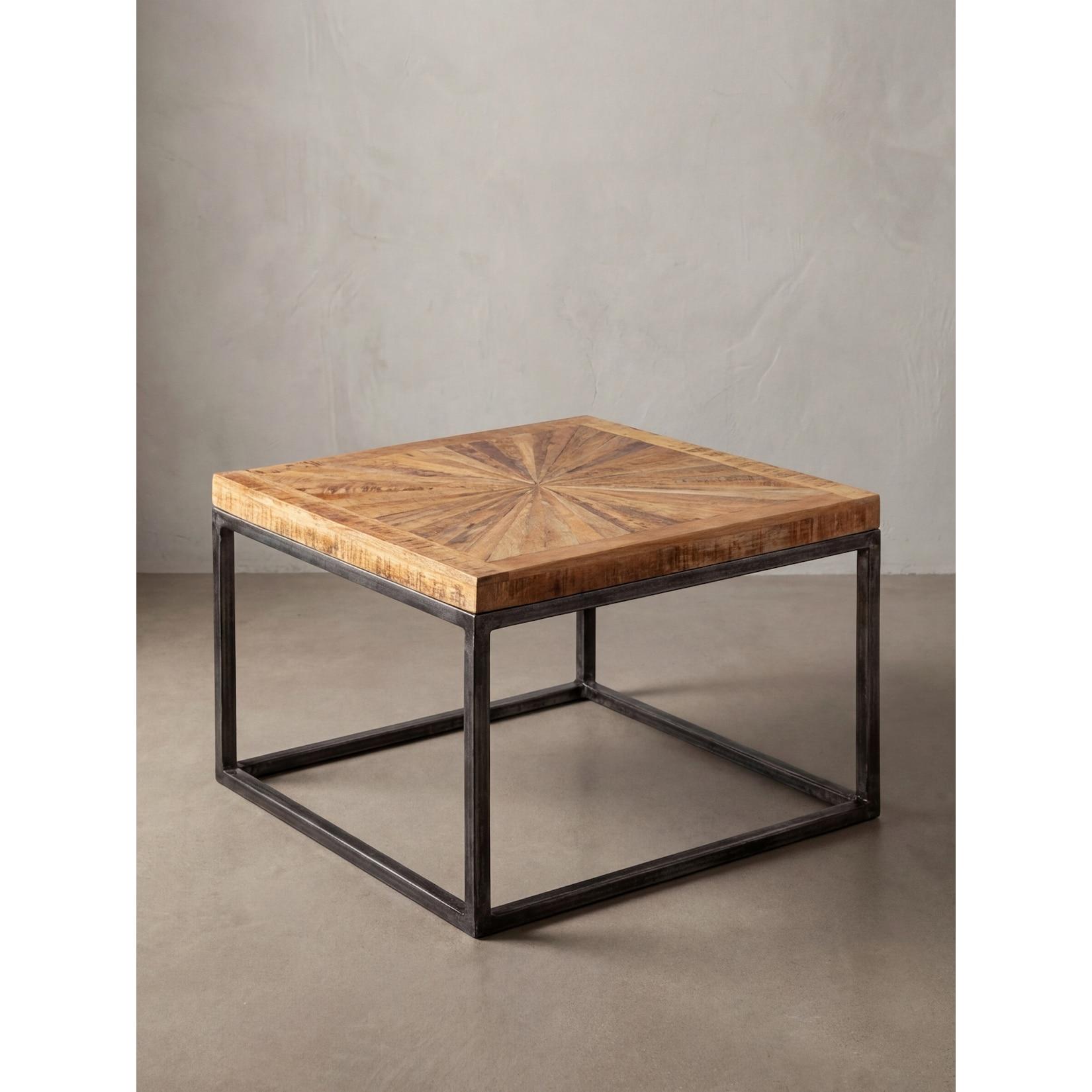 Couchtisch Mango Massivholz Metallgestell 55x40x55 cm Industrial Design Modern