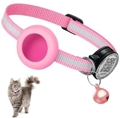 Inspire Essentials SafeTrack AirTag Cat Collar With QR Name Tag And Reflective Design c no Airtag Locator