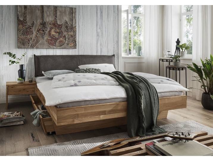 Doppelbett mit Polsterkopfteil 'Astoria II' 180x200cm Wildeiche geölt