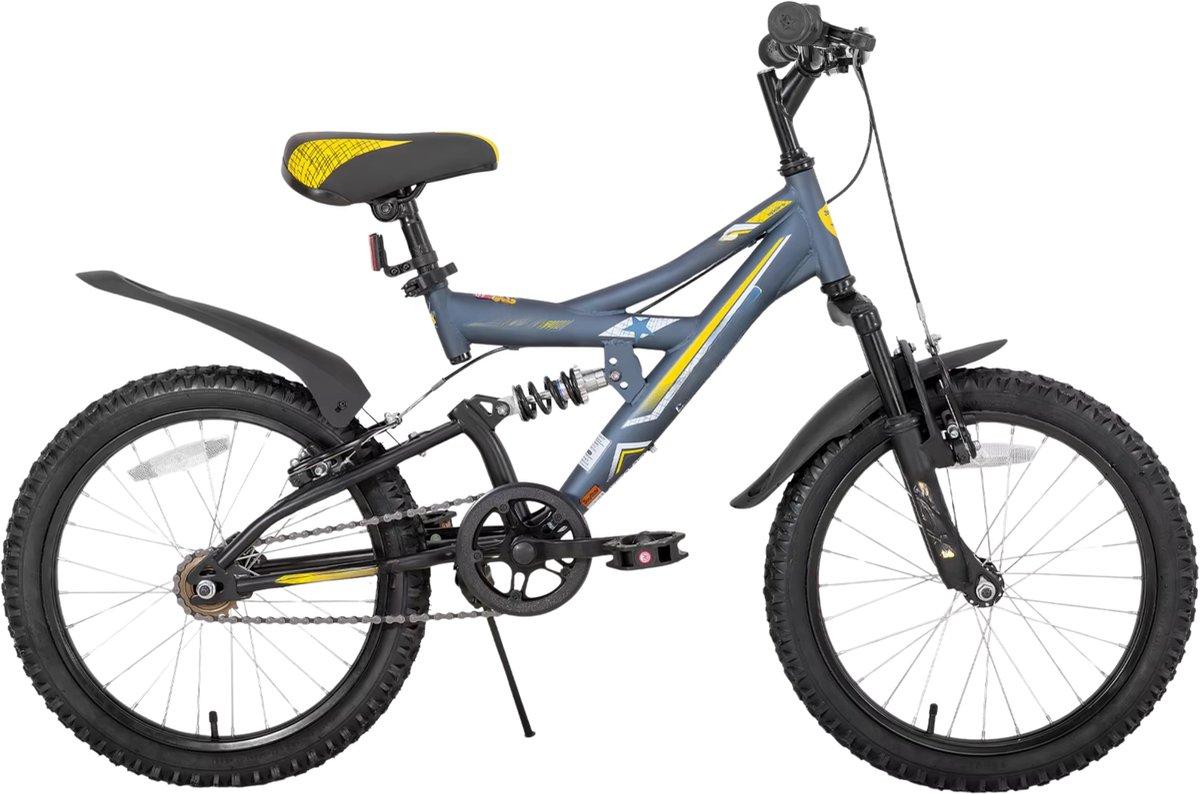 Kinder-Mountainbike 20 Zoll (51 cm) - Mit Vollfederung, V-Bremse & Ständer - Blau