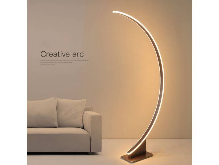 Lampadaire LED à ligne incurvée minimaliste, pour salon, canapé, chambre à coucher, lampe sur pied d'angle, hôtel, lampe de chevet verticale