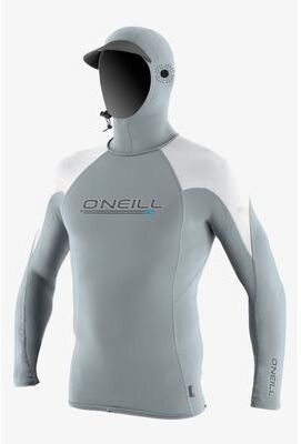 O'Neill s Premium Skins O'zone Long Sleeves Rash Guard W/ Hood in Coolgry/White, Size Medium, Nylon/Spandex