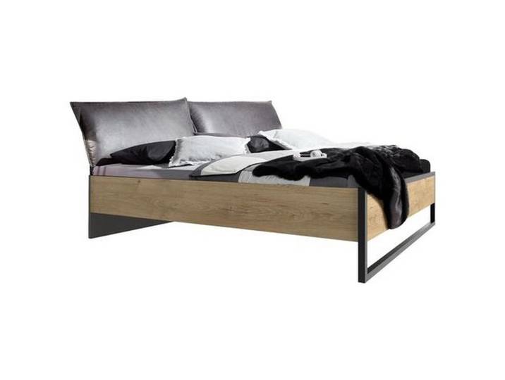Mid.you Bett, Eichefarben, Graphitfarben, Holzwerkstoff, 180x200 cm, BQ - Bündnis für Qualität, Made in Germany, DIN EN ISO 9001, gepolstertes Kopfteil, Schlafzimmer, Bett, Doppelbetten