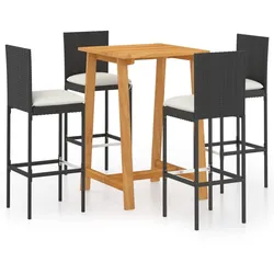 Helloshop26 - 5-teiliges Garten-Bar-Set mit Kissen Schwarz 02_0013464
