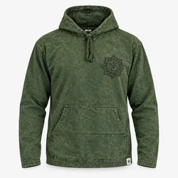 Small Stone Washed Hoody Shirt Kangaroo Pocket - Vintage Teal