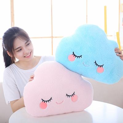 Lush Living Finds Soft Fluffy Star Cloud Moon Plush Pillow, Yellow Pink Blue Plushie Cushion, Shy Emotion Decoration pink Star