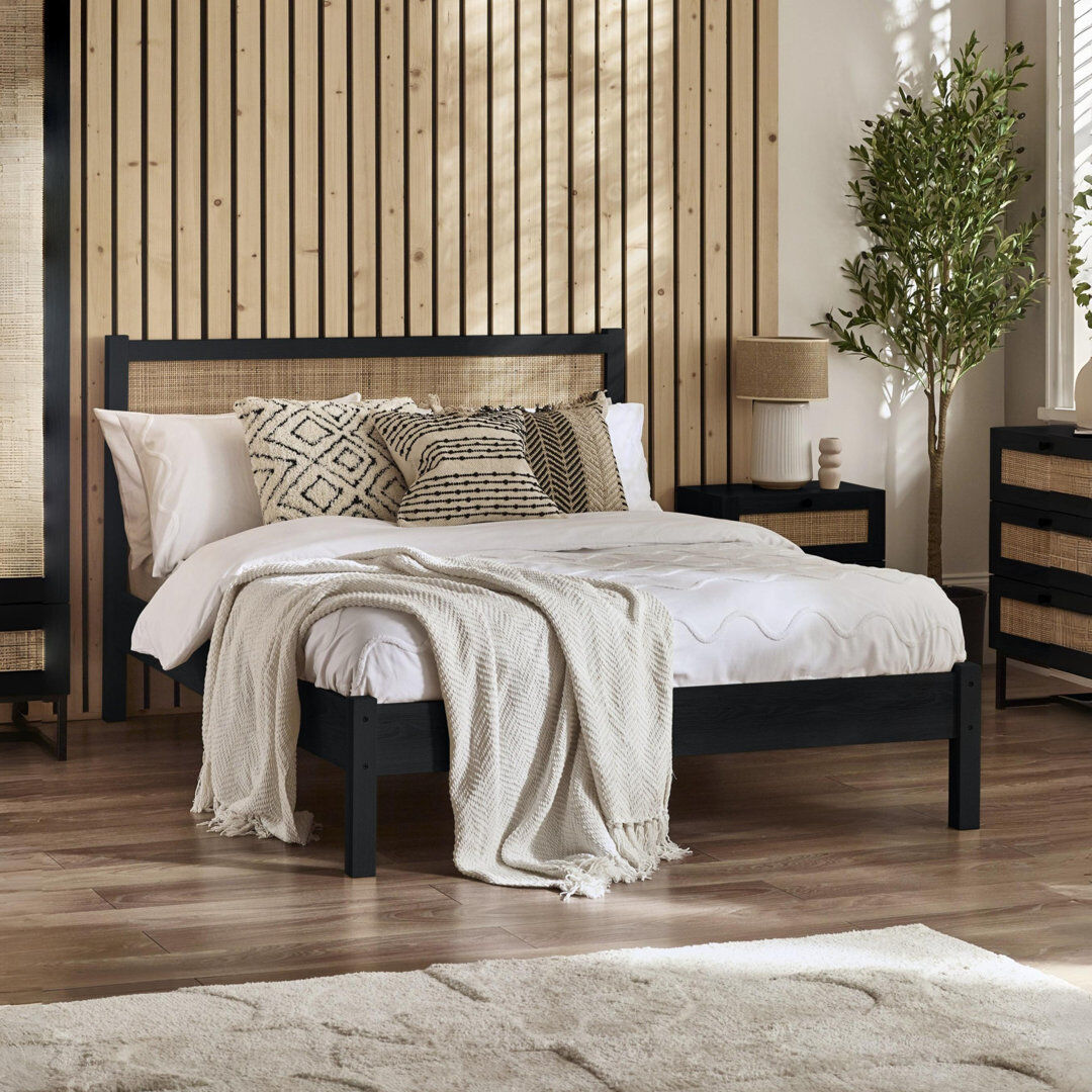 August Grove Gennaro Padstow Bed Black UK Double (135 x 190 cm)