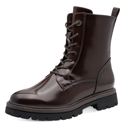 Schnürstiefelette MARCO TOZZI, Damen, Gr. 37, ungefüttert, braun, Lederimitat, unifarben, Schuhe Schnürstiefelette, Blockabsatz, Schnürboots in veganer Verarbeitung