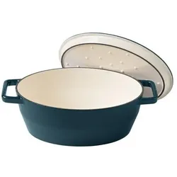Pyrex Ovale Auflaufform – – Schongaren – 29 cm – Gusseisen – Tiefblau, Auflaufform, Blau