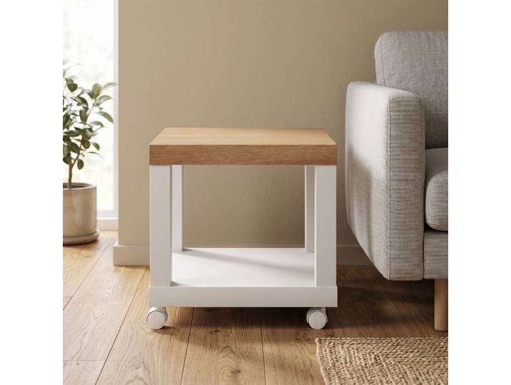 HOMCOM Table Basse Roulante Moderne Bois Blanc 40x40x40cm