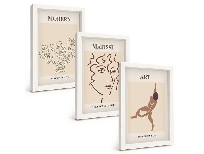 Tulup Bilder SET 3er Set - 20x30 cm Weißer Rahmen - Stilvolle Grafiken, Blumen, Figuren, Kunststoff, Rechteckig, 20x30 cm, Fotografie, Bilder & Rahmen, Bilder