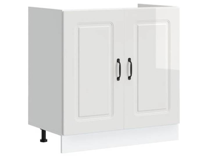HKTMGDNG Spülenunterschrank Kalmar Hochglanz-Weiß 80x46x81,5 cm Modulbarer Küchenunterschrank aus robustem Holzwerkstoff für maximale Ordnung in Küche und Speisekammer.