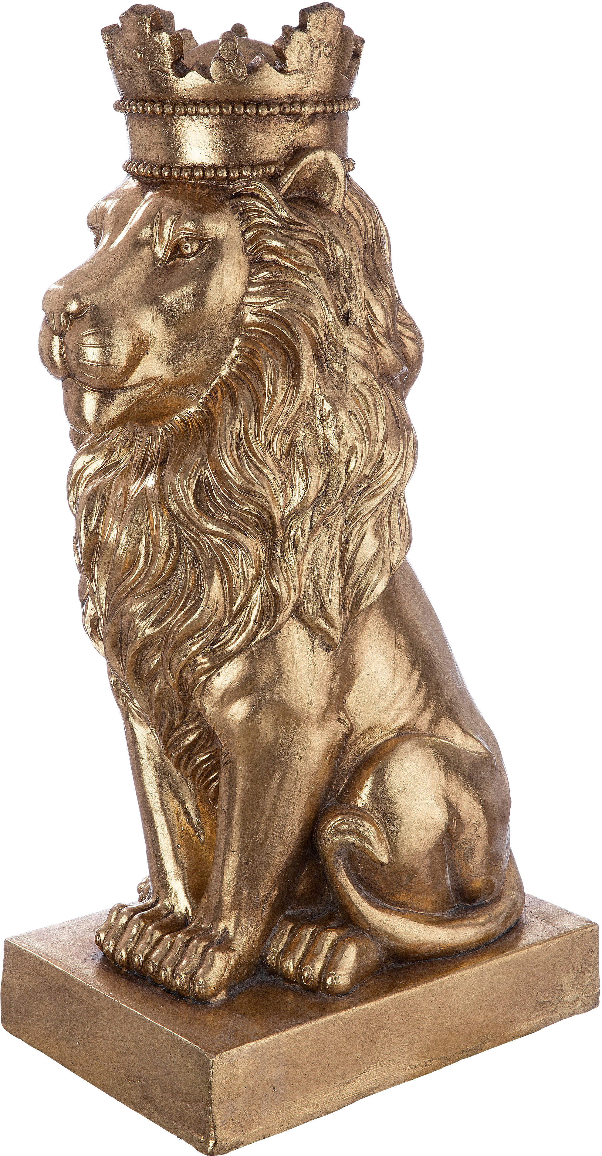 Dekofigur CASABLANCA BY GILDE "Skulptur Löwe, gold", gold (goldfarben), B:25cm H:70cm T:37cm, Magnesia, Dekofiguren, Dekofigur, goldfarben goldfarben B/H/T: 25cm x 70cm x 37cm