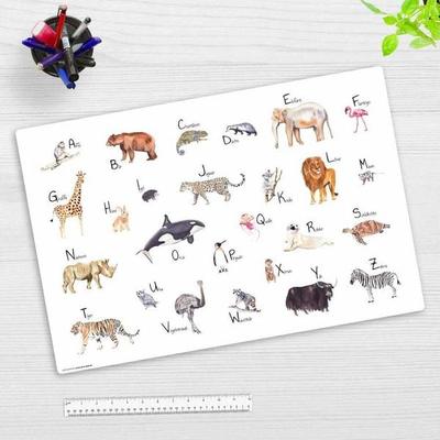 Cover-your-desk Schreibtischunterlage für Kinder Tier ABC, aus hochwertigem Vinyl, 60 x 40 cm