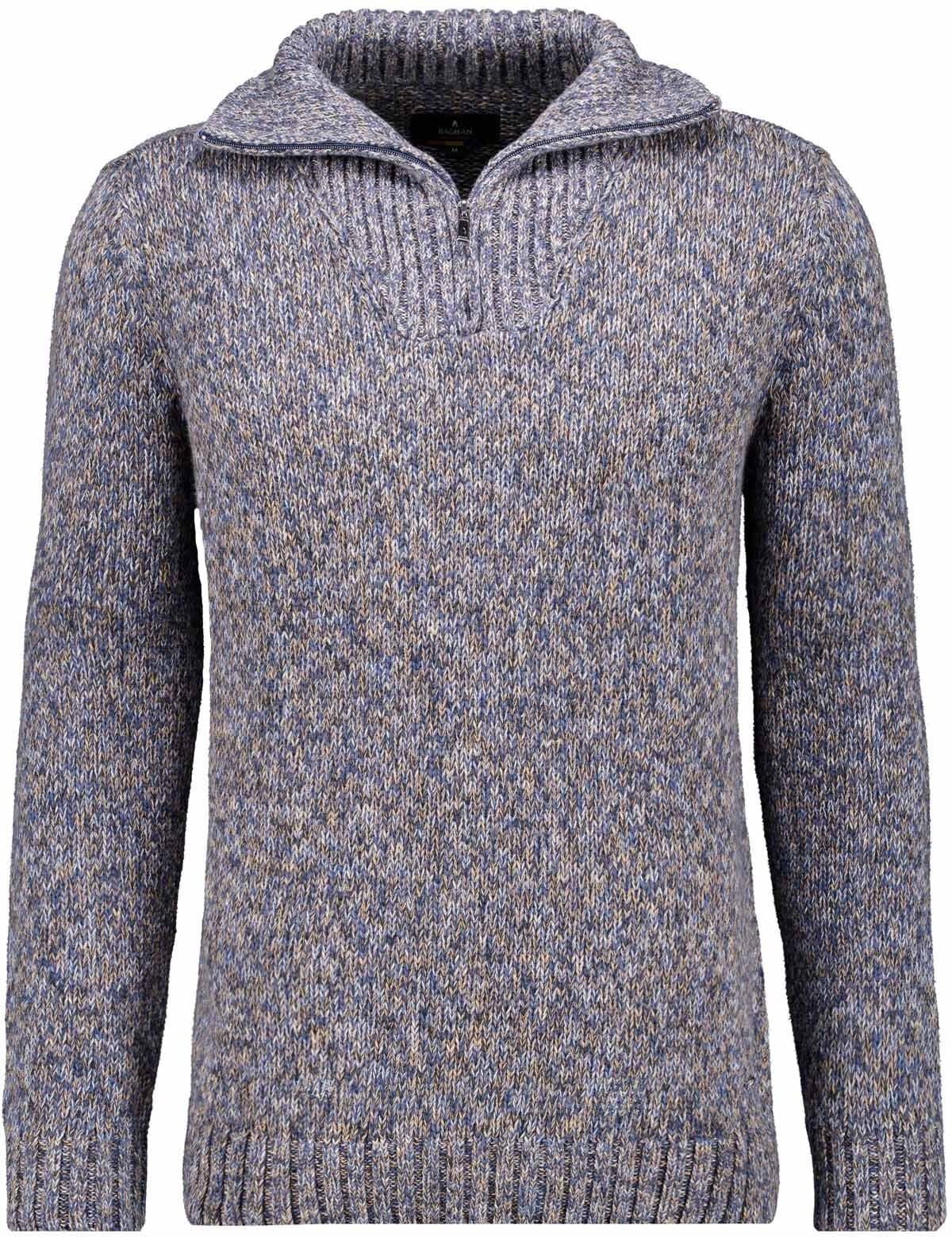 Troyer RAGMAN, Herren, Gr. 62, blau (blau, 177), Strick, 100% Baumwolle, ohne Ausschnitt, Pullover Troyer blau, 177 62