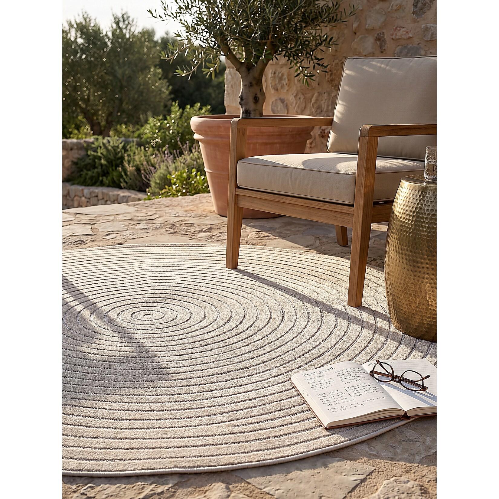 Outdoor-Teppich Niederflor Beige 120x120 cm - MEZEN Kadima Design