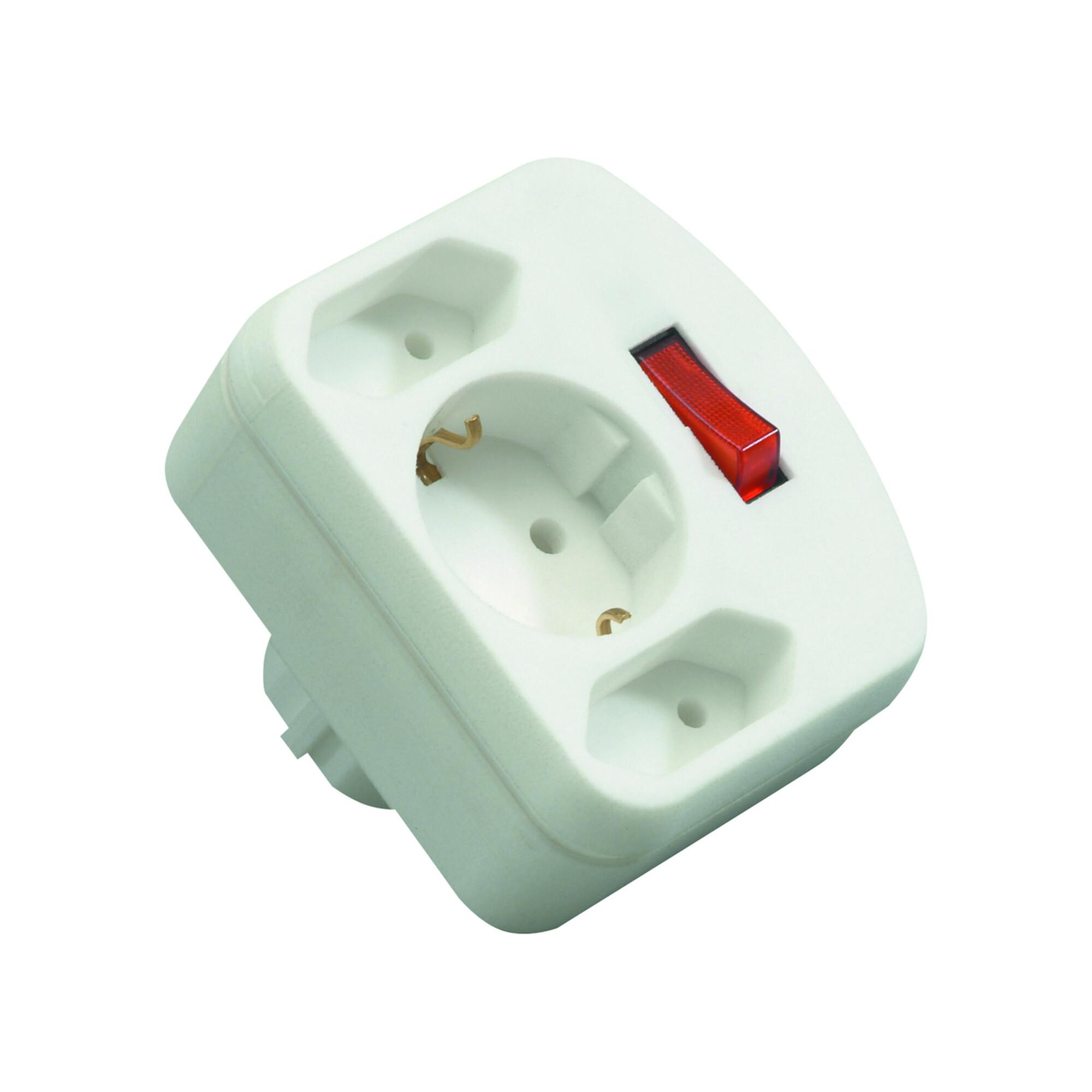 REV Adapter mit Schalter 2+1-fach weiß (00135101)