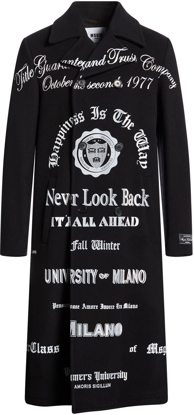 Msgm Abrigo Hombre Negro 46 Hombre