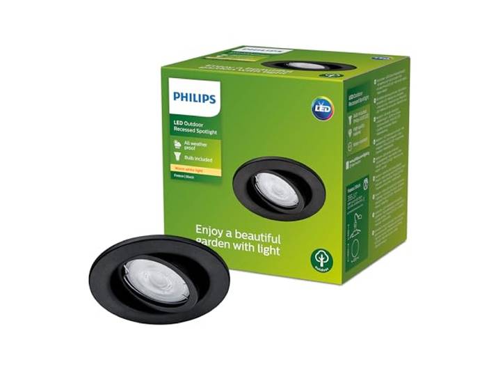 PHILIPS Outdoor Fresco Einbauspot 4,6W, 2700 Kelvin, exkl. Leuchtmittel, IP44 wetterfest, schwarz