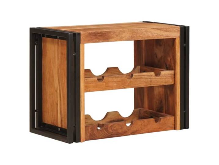 Weinregal Braun 60 x 45 x 33 cm Massivholz Akazie Industrial-Design, Eisenrahmen, große Lagerung, Wandmontage, einfache Pflege