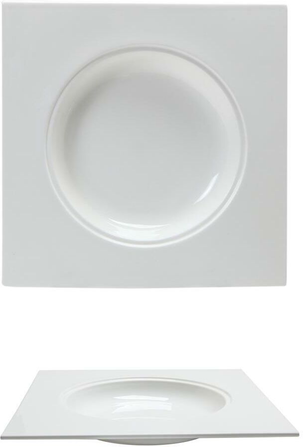 Tirolix Piatto Fondo Quadro 25 x 25 cm Gourmet Bone China