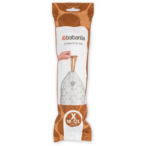 Brabantia Müllbeutel Perfectfit X, 10-12 Liter, mit Zugband, weiß, 20 Stück