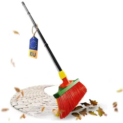 Novaliv Krallenbesen mit Stiel 30cm, Spezialbesen gebogenen Borsten Borsten Rot Gelb -Ideal als Gart, Reinigungsutensil, Gelb, Rot