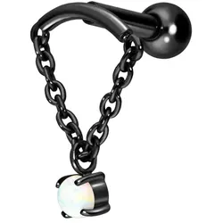 Titan Ohrpiercing mit Innengewinde BOGEN + KETTE + SYNTHETISCHER OPAL