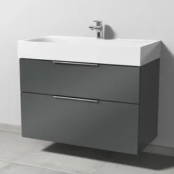 Sanipa Waschtischunterschrank „3way“ passend zu Stahl-Email-Waschtische Silenio von Kaldewei 890 × 582 × 452 mm in Anthrazit (glanz)