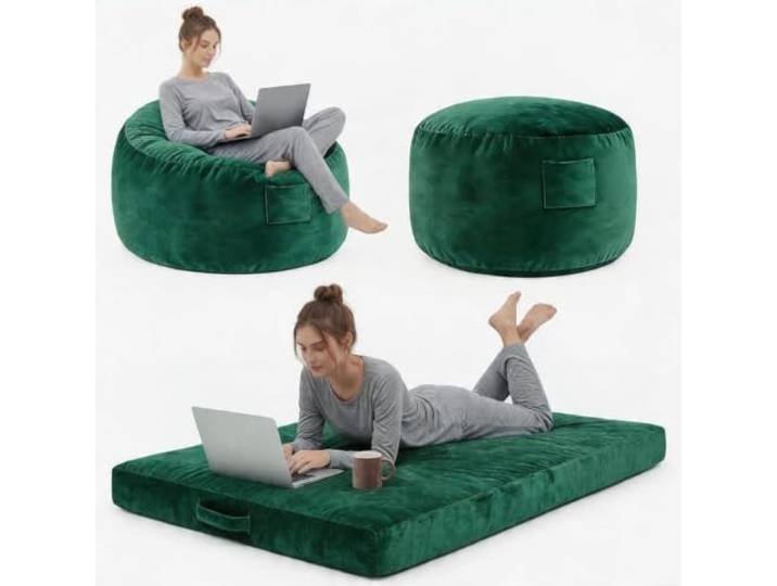 Sitzsack Erwachsene, Riesiger Sitzsäcke, der Sich In Ein Bett Verwandeln Lässt, Sitzsack mit Füllung, Mikrofaserbezug, Lounge Stuhl, Gaming Beanbag, Bodensofa für Schlafzimmer Wohnzimmer Möbel
