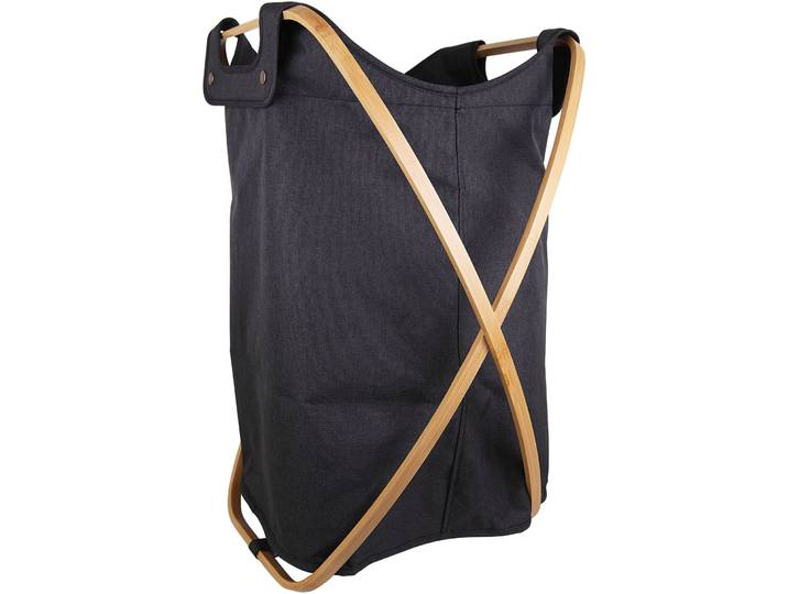 Wäschekorb Cora anthrazit Polyester/Holz - Wäschekorb