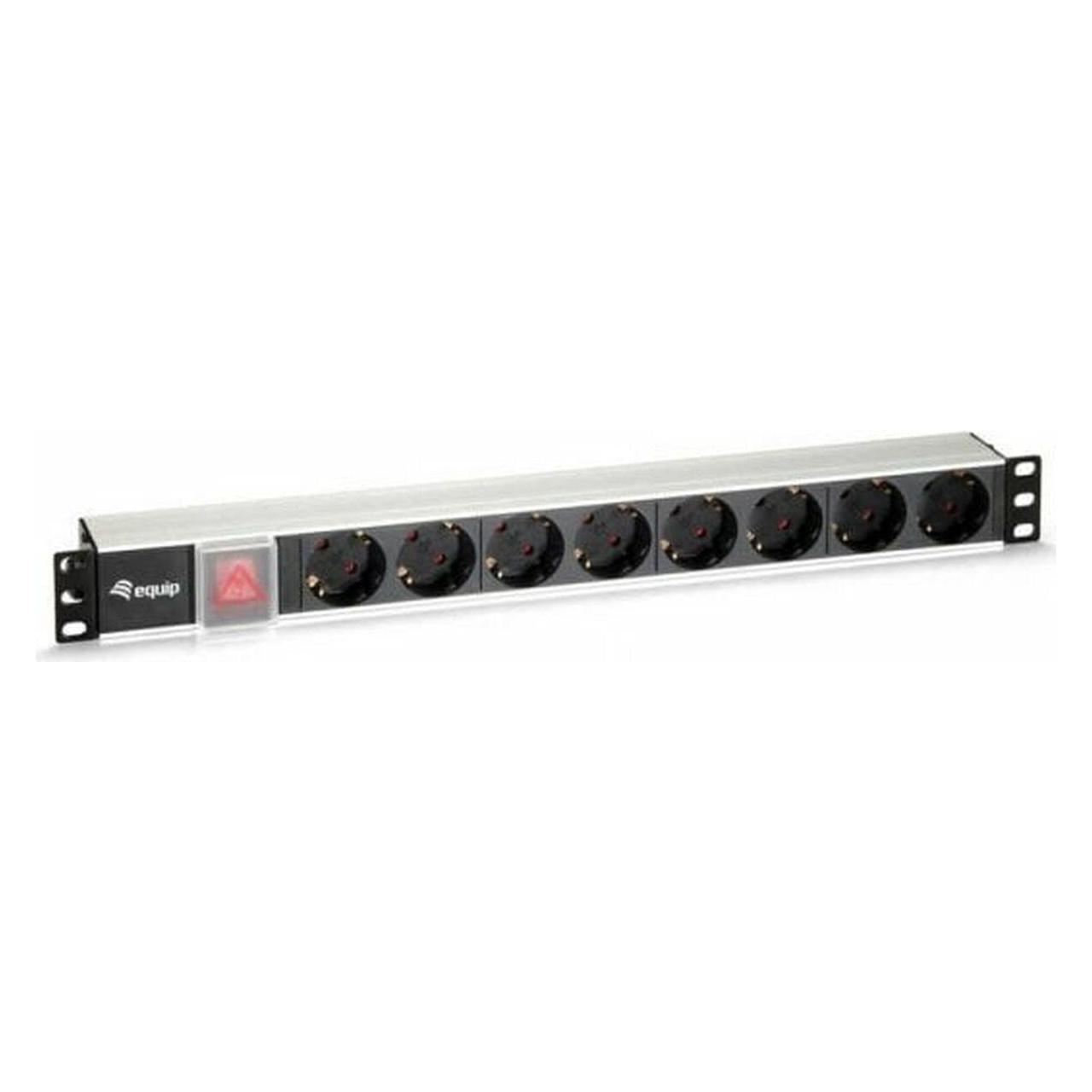 equip Steckdosenleiste 1HE8fach Schukon. Alu Sch (8x, CEE 7/4, 1.80 m) (333293VERSION DREI)