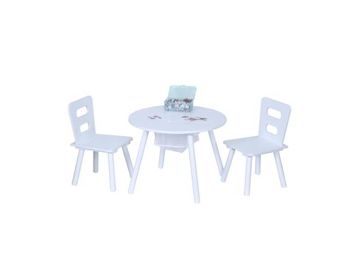 Relaxdays Ensemble de mobilier pour Enfants\, Table avec 2 chaises\, Rangement\, pour garçons et Filles\, MDF\, Blanc