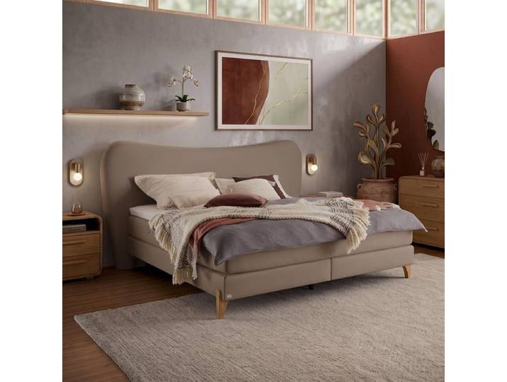 Boxspringbett Abelia Kunstleder 160x200cm TTF-Box Härtegrad: H3 Braun retro/vintage