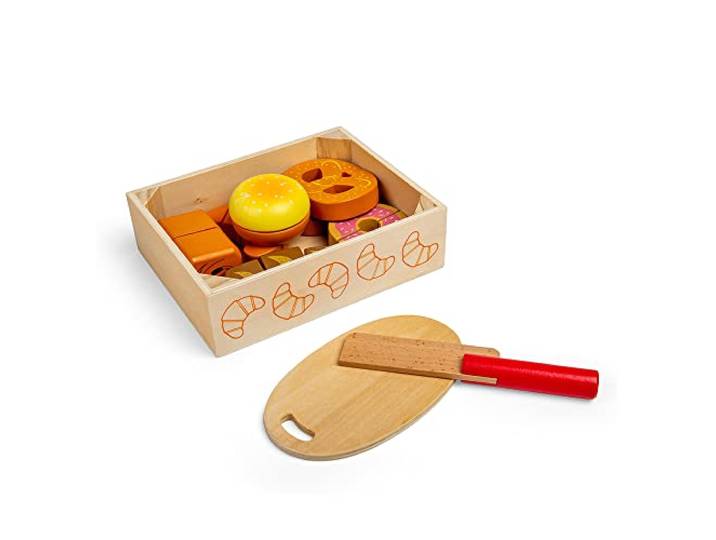 Bigjigs Toys Houten Scherpe Brood en gebak Crate - Speel Voedsel en Rollenspel Toys