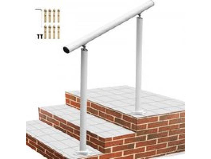 VEVOR Kit Main Courante Balustrade Garde Corps Terrasse Rampe Escalier Blanche Rampe d'Escalier Extérieur en Aluminium / Fer Main Courante Construction Solide Paquet de Valeur pour Escalier 91 x 91 cm