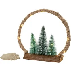 LED JUTE KREIS 34 cm 30LED Warmweiß Batteriebetrieben Timer Innen