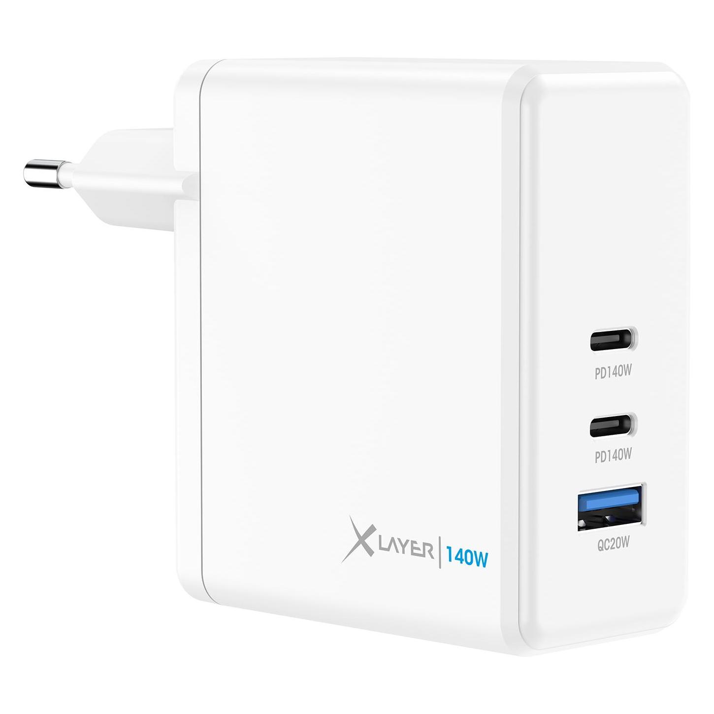 Xlayer Powercharger (140W) 1x USB-A / 2x USB-C, weiss (140 W, 3 Ports) (220356)
