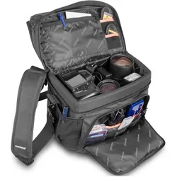 mantona Neolit II (Kamera Schultertasche), Kameratasche, Schwarz