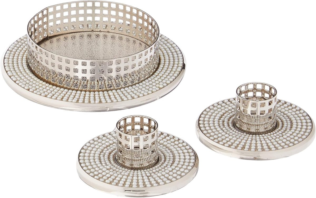 Set van 3 zilverkleurige kandelaars in vintage stijl voor bruiloftdecoratie