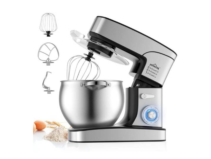 HOMELUX Küchenmaschine SC-667, 2500,00 W, 12,00 l Schüssel, inkl 3-Teiligem Patisserie-Set und Spritzschutz, mit Edelstahlschüssel