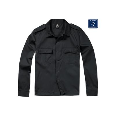 Langarmhemd BRANDIT "Brandit Herren US Shirt", Herren, Gr. M, US-Größen, schwarz, 80% Polyester, 20% Baumwolle, unifarben, normal, Hemden