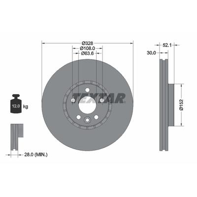 TEXTAR Bremsscheibe PRO+ 92196305 328mm 30mm für Volvo