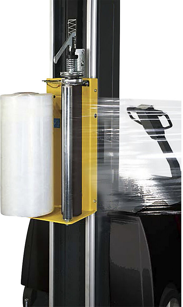 kaiserkraft Palettenwickler BeeWrap+, mobile Stretchmaschine, Palettenhöhe 2600 mm, mechanische Bremse/Schnellentriegelung