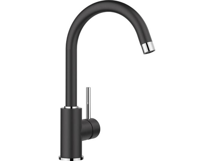 Blanco Küchenarmatur Mida - schwenkbarer Wasserhahn druckfest - Armatur, Silgranit schwarz-chrom