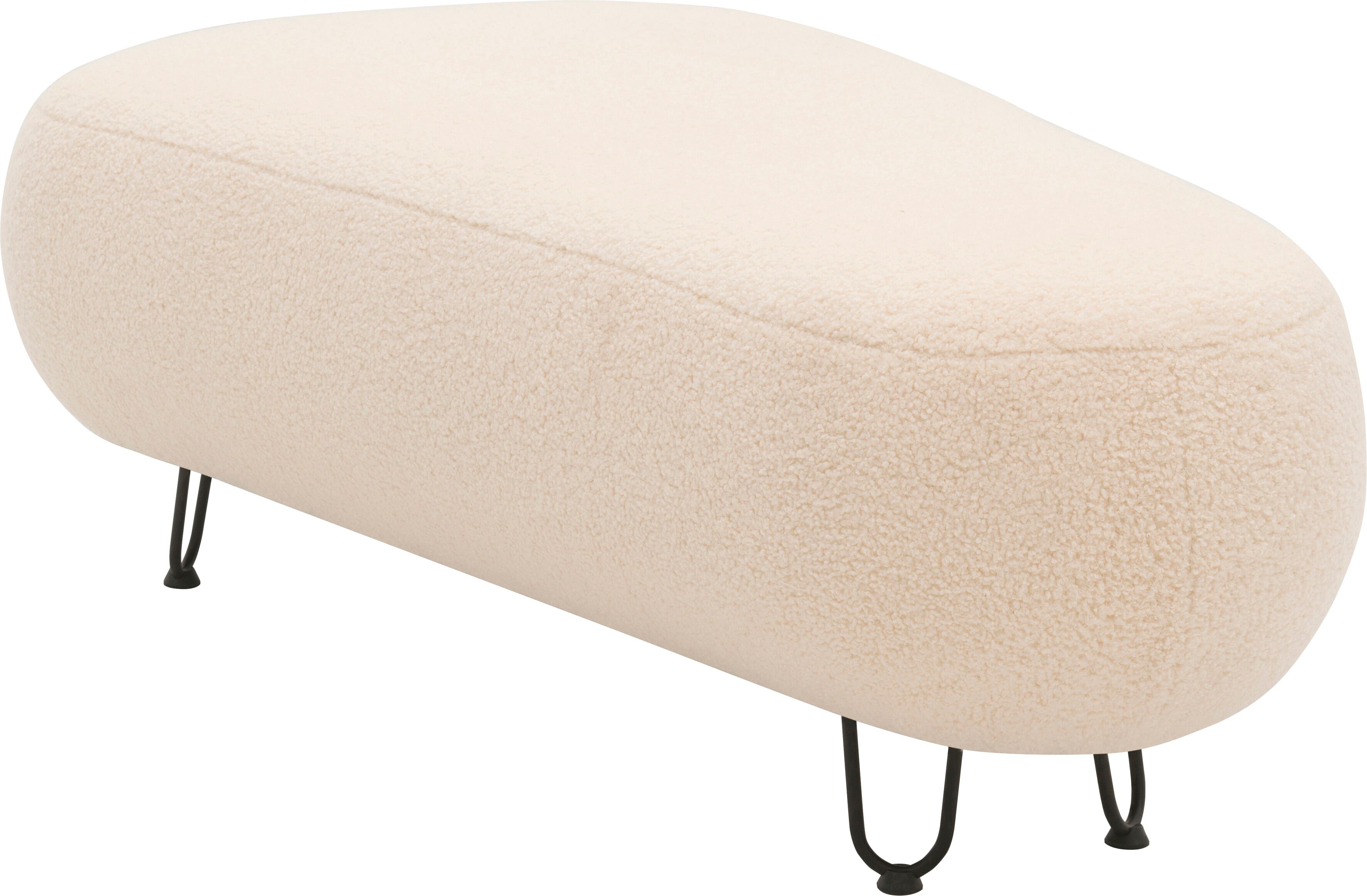 Hocker "Looks XVI", beige (creme), B:143cm H:46cm T:80cm, 100% Polyester, LOOKS BY WOLFGANG JOOP, Hocker, Hocker creme B/H/T: 143cm x 46cm x 80cm, Flausch, Füsse: Metall schwarz