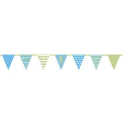 PartyDeco Wimpelkette hellblau 1. Geburtstag